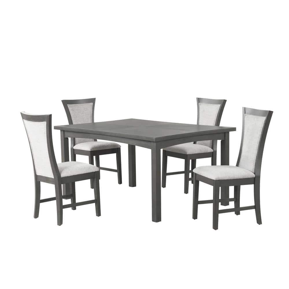 New Classic Furniture Flair  60" Dining Table & 4 Chairs (5 Pc Set)-Gray