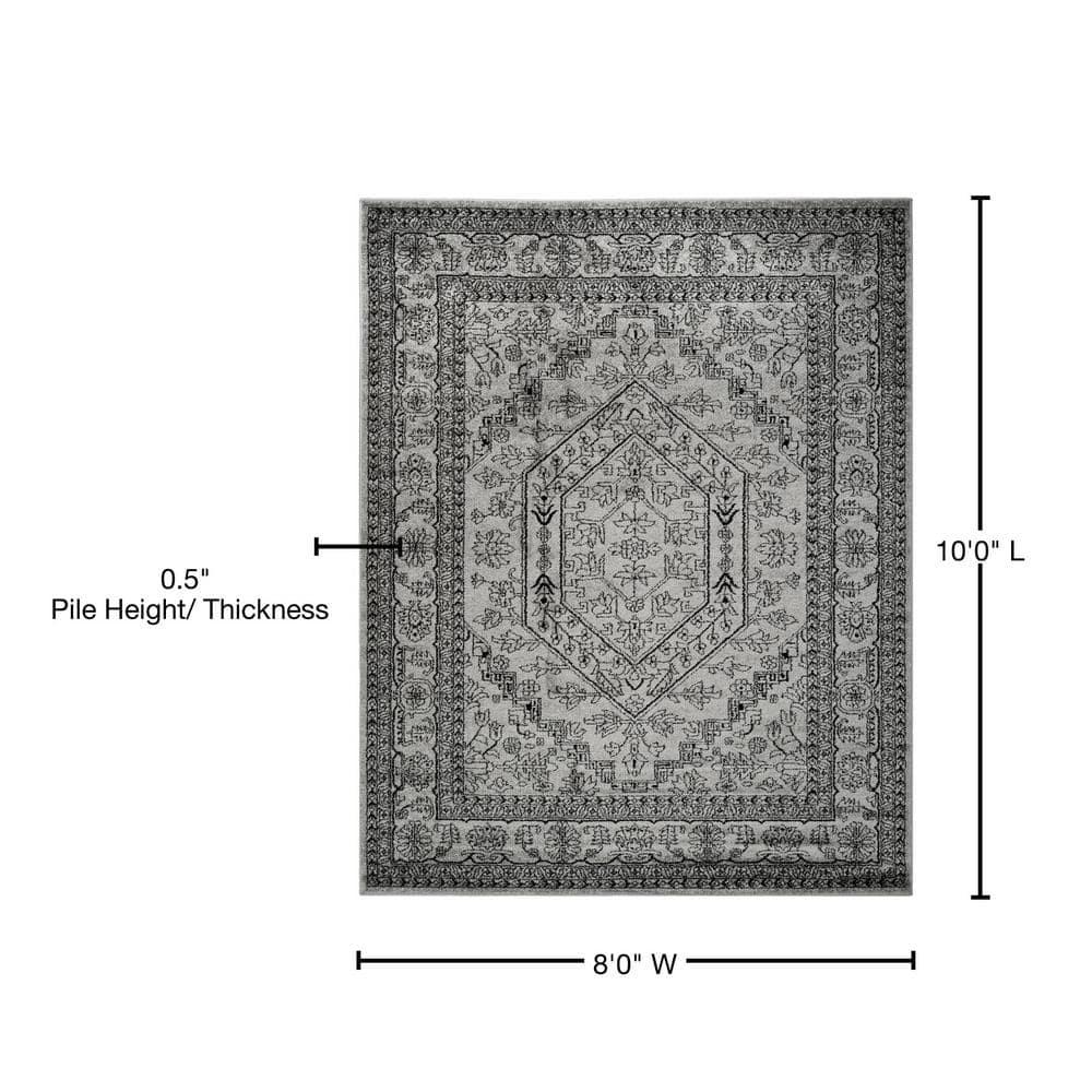 Adirondack ADR108 Power Loomed Area Rug - Silver/Black - 8'x10' - Safavieh.