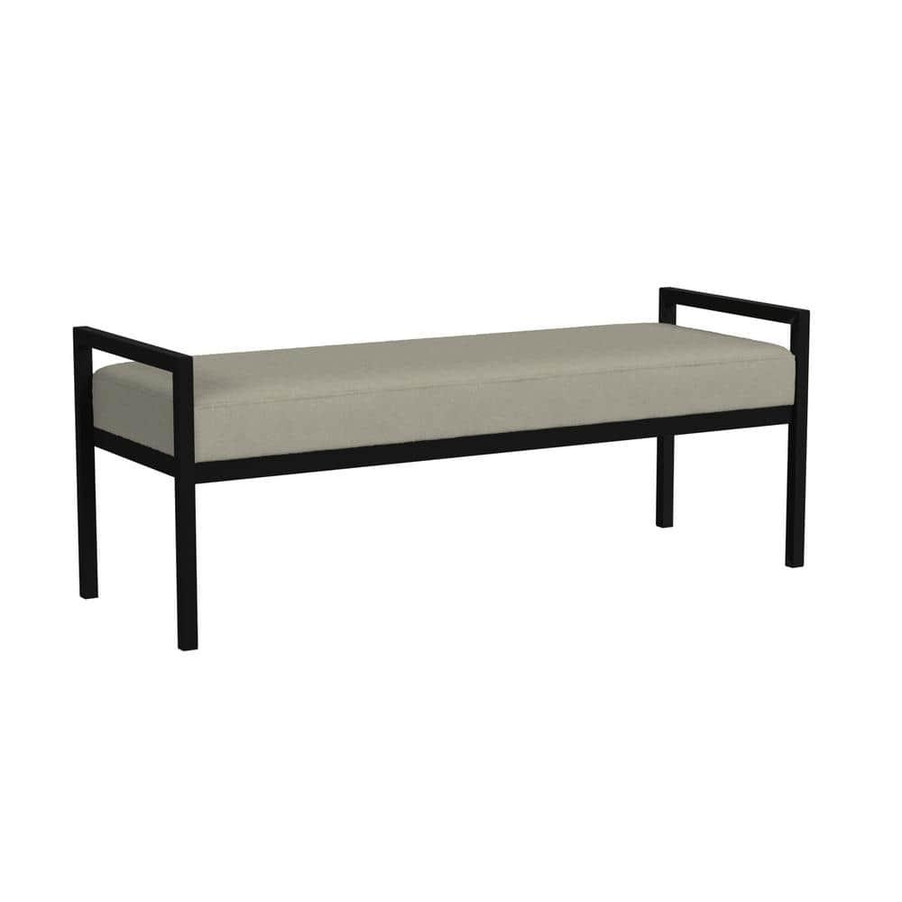 HomePop Moderno Metal y Terciopelo Bench, 49.5"Ancho x 17.25"Profundidad x 19"Alto, Gris/negro