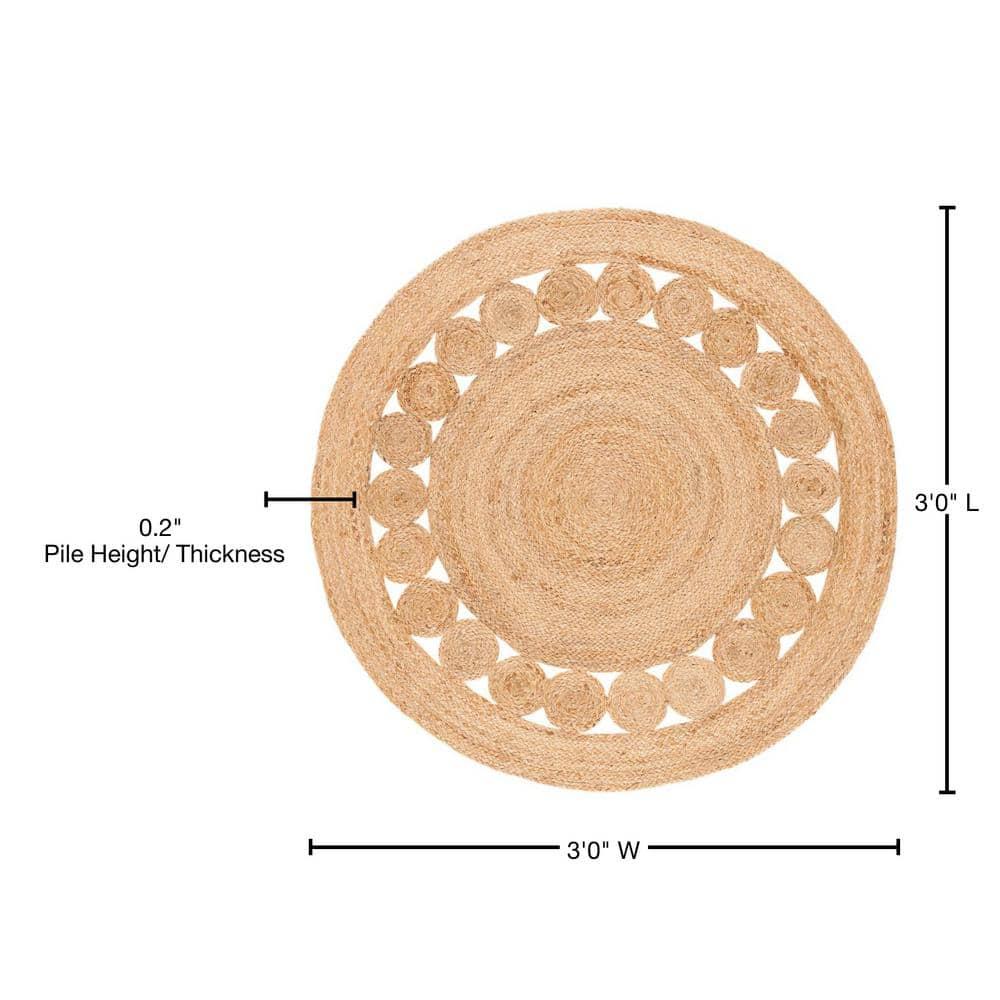 Natural Fiber NFB306 Hand Woven Area Rug - Natural - 3' round - Safavieh.