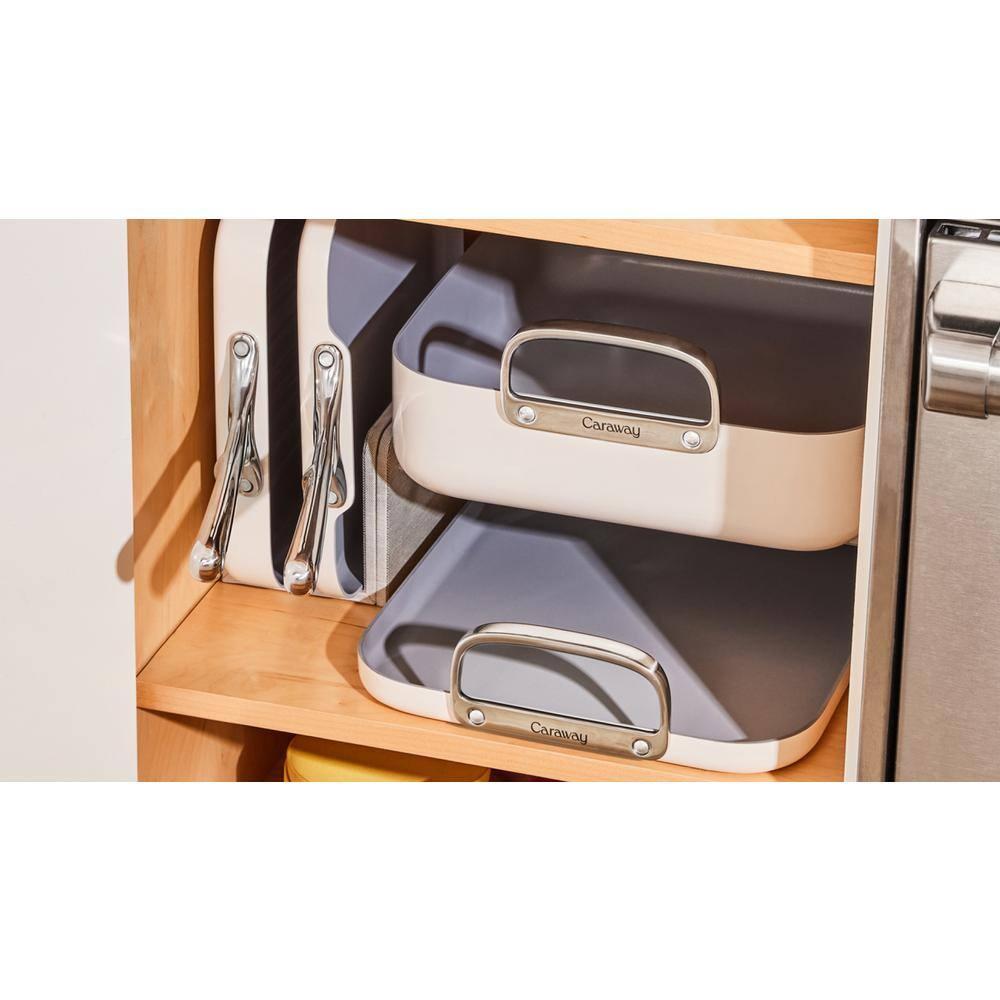 Caraway Home 7pc Square Cookware Set Perracotta: Nonstick Ceramic, Griddle Pans, Roasting Pan, Pot Lid Organizer