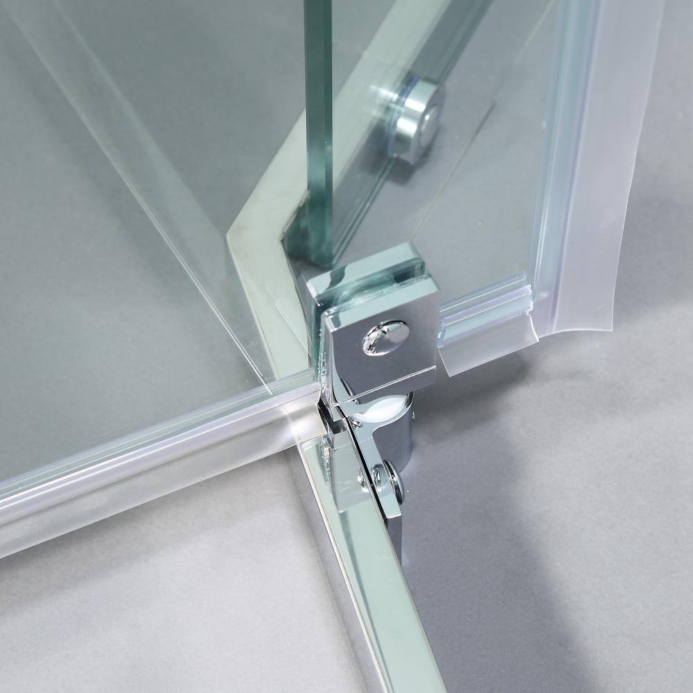 Audiohome Shower Door 34-1/8" X 72" Semi-Frameless Neo-Angle Hinged Shower Enclosure AHYTD-W124366340