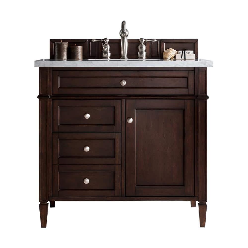 Burnished Mahogany Single Vanity with Satin Nickel Hardware