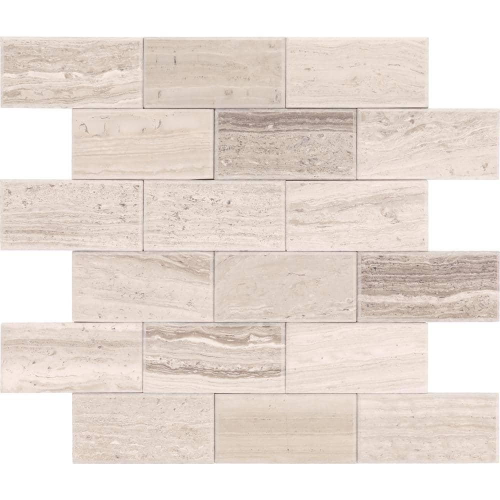 Daltile Simply Stick Mosaix 4'' W x 2'' L Natural Stone Peel and Stick Mosaic Tile