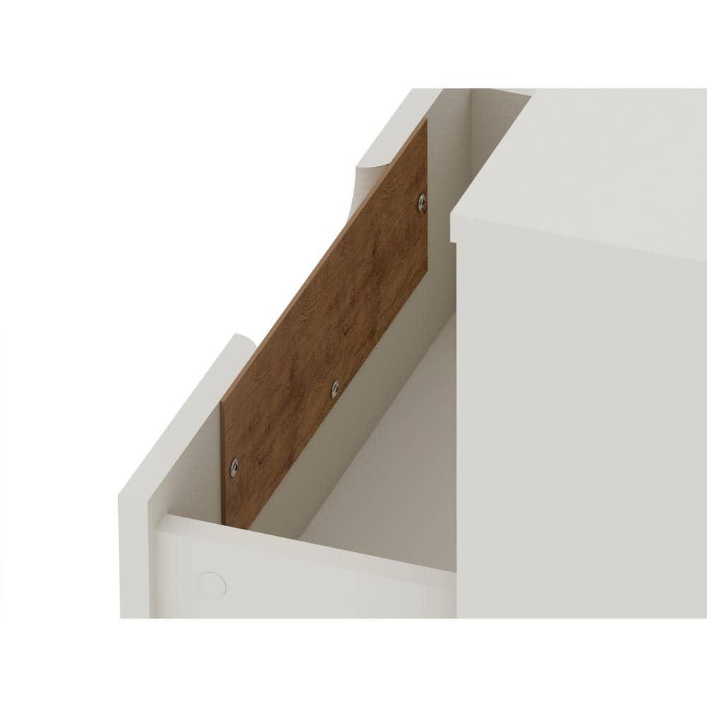 Set of 2 Rockefeller 1 Drawer Nightstands Off White/Nature - Manhattan Comfort