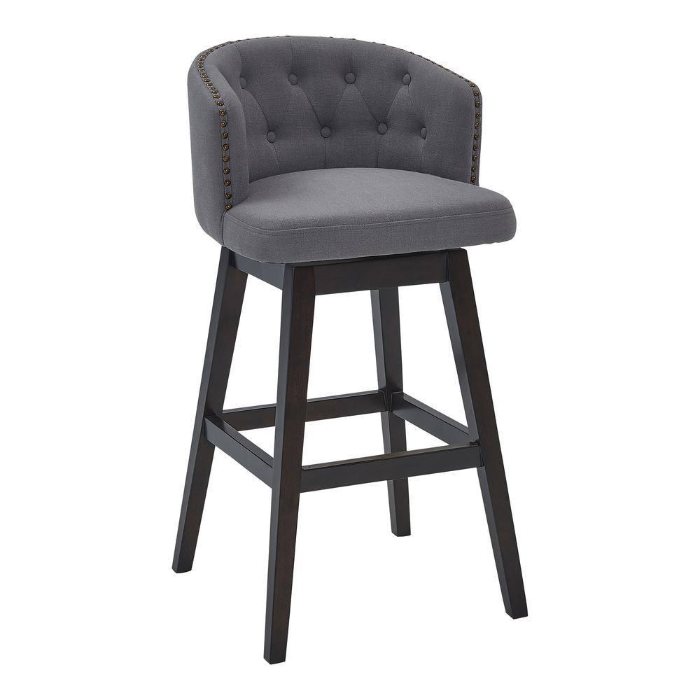 26" Celine Fabric Wood Swivel Tufted Counter Height Barstool - Armen Living