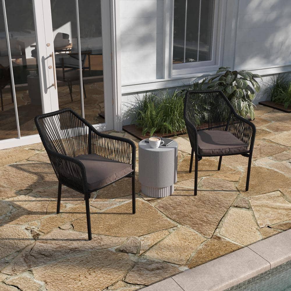 Black Aluminum Outdoor Dining Chair (Set of 2)