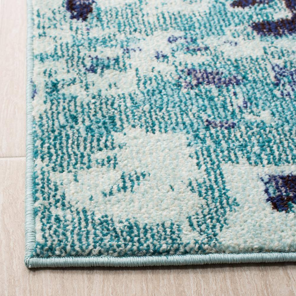 Madison MAD425 Power Loomed Indoor Area Rug - Turquoise/Navy - 4'x6' - Safavieh