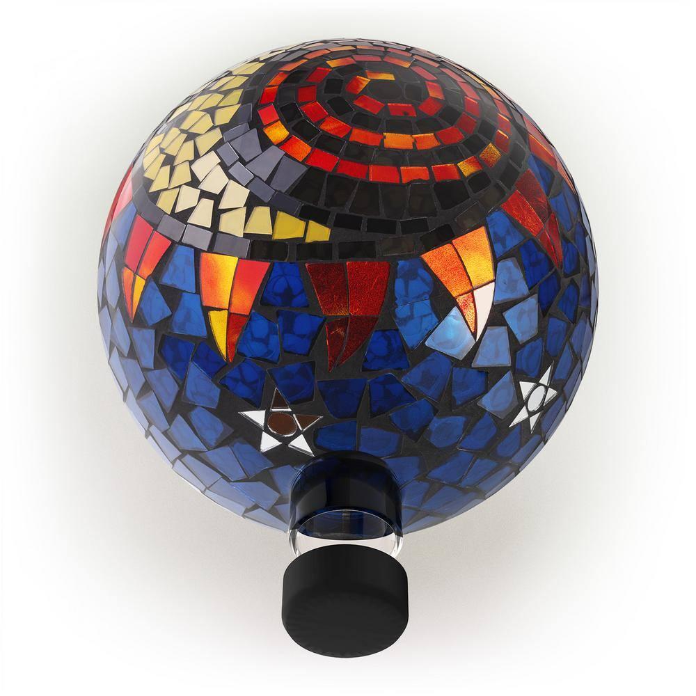 Alpine Corporation 10" Glass Mosaic Sun and Moon Gazing Globe, Multicolor