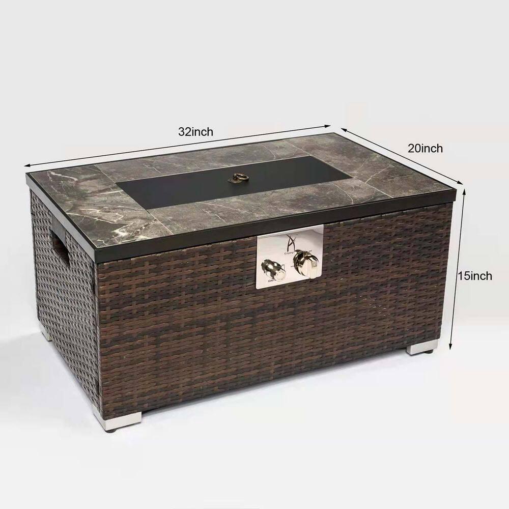 Brown Steel and Ceramic Gas Fire Pit Table