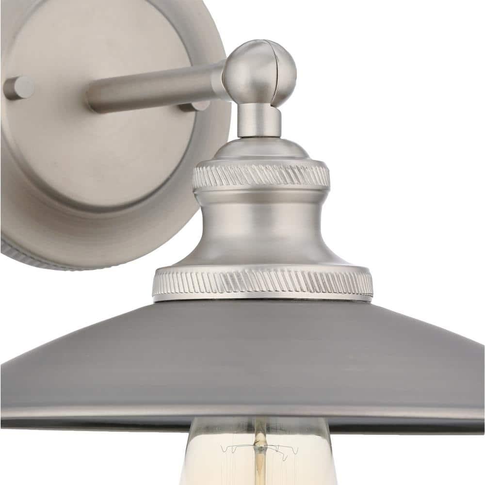 Progress Lighting Archives 1-Light Adjustable Swivel Wall Sconce, Antique Nickel, Natural Brass Accents, Shade Included