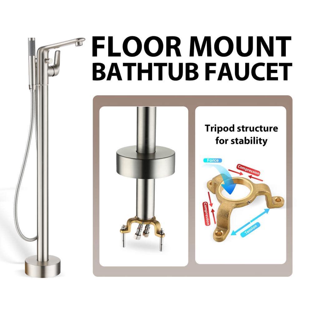CASAINC KCLT0054-BN Single Handle Freestanding Bathtub Faucet with Diverter and Handshower