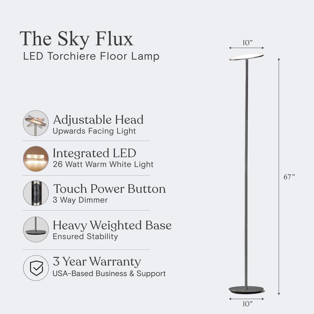Brightech Sky Flux Industrial 63" Dimmable LED Floor Lamp with Adjustable Head
