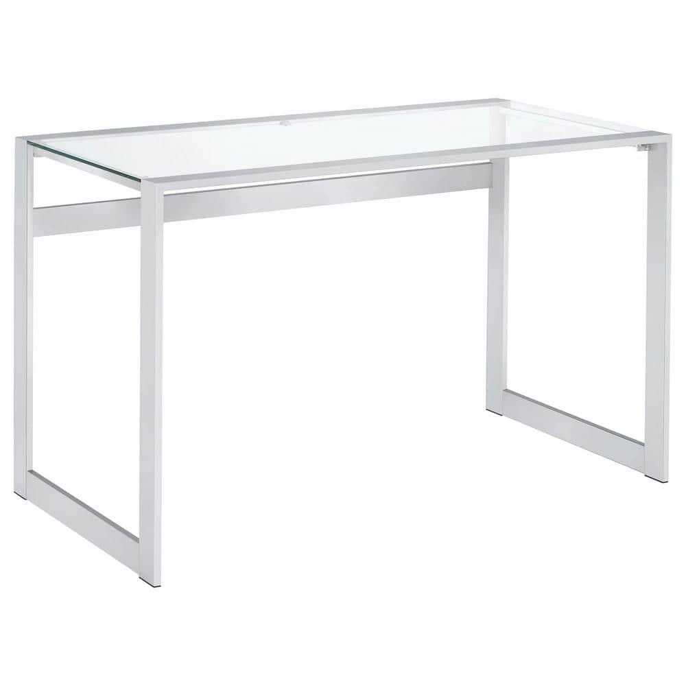 Hartford Minimal Glass Top Writing Desk Chrome - Coaster