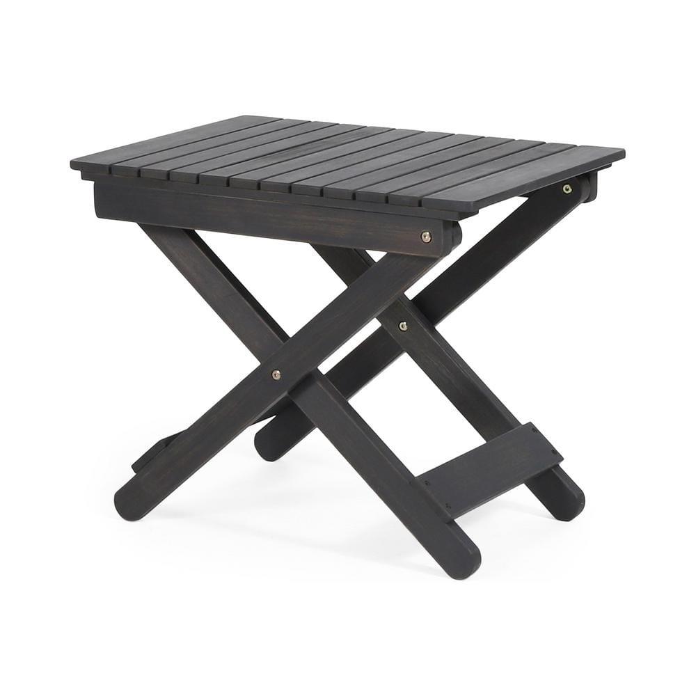 Side Table, Folding Wooden End Table, Outdoor Sode Table for Garden, 15"D x 22.75"W x 18.25"H , Dark Gray