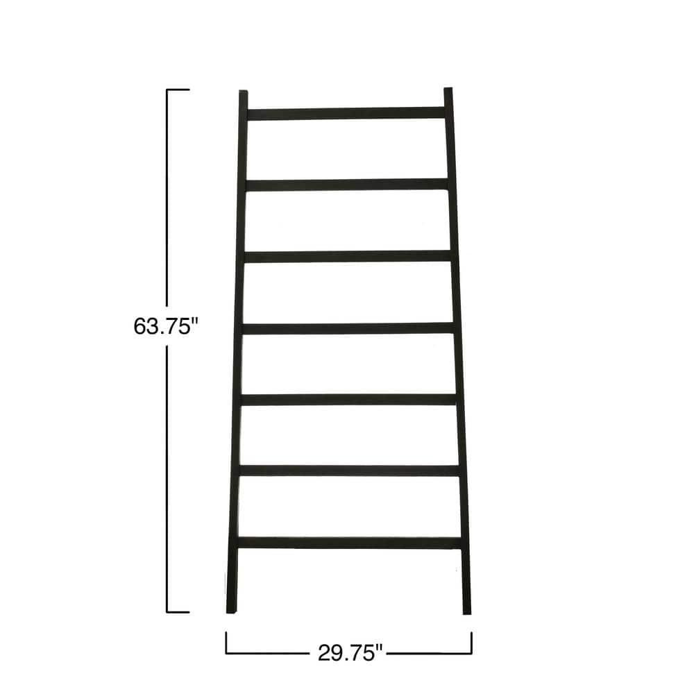 64" H Decorative Fir Wood Ladder with 7 Rungs