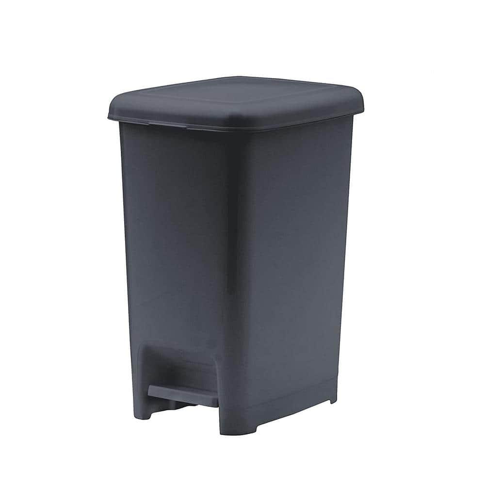 16 Gallon Gray Plastic Slim Pedal Trash Can