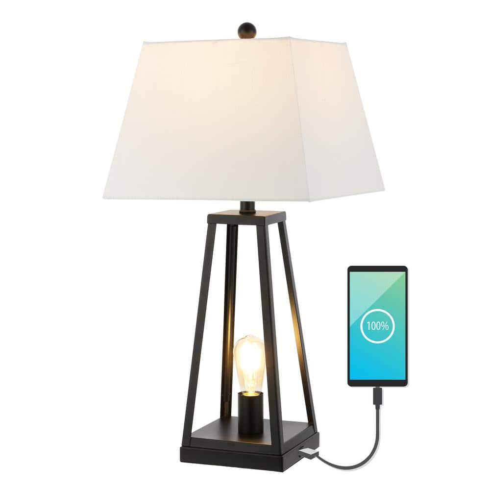 JONATHAN Y Noah 28.5" Classic Industrial Iron Nightlight LED Table Lamp with USB by JONATHAN  Y