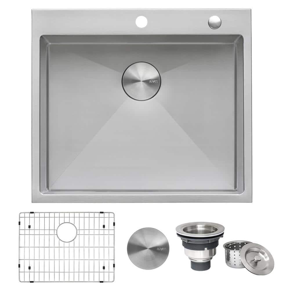 Ruvati RVH8071 Ruvati 21 inch Drop-in Topmount Rounded 16 Gauge Stainless Steel Kitchen Sink Single Bowl