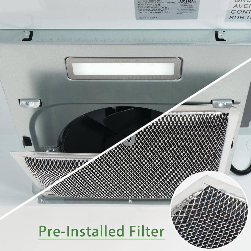 24-in 176 CFM White Under Cabinet Range Hood With Charcoal Filter