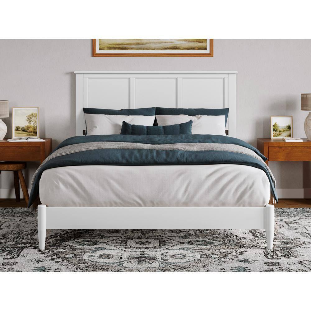 AFI Charlotte Queen Solid Wood Low Profile Platform Bed, White