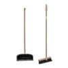 Creative Co-Op Beech Wood Broom & Standing Metal Dust Pan, Natural & Black, Set of 2