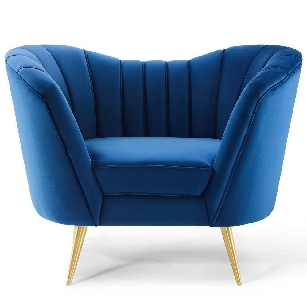 Modway Opportunity Modern Performance Velvet Armchair in Navy Finish
