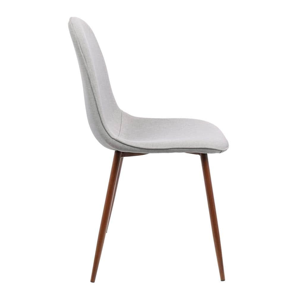 Set of 2 Pebble Mid-Century Modern Dining Accent Chairs Walnut/Light Gray: Upholstered Metal Frame - LumiSource