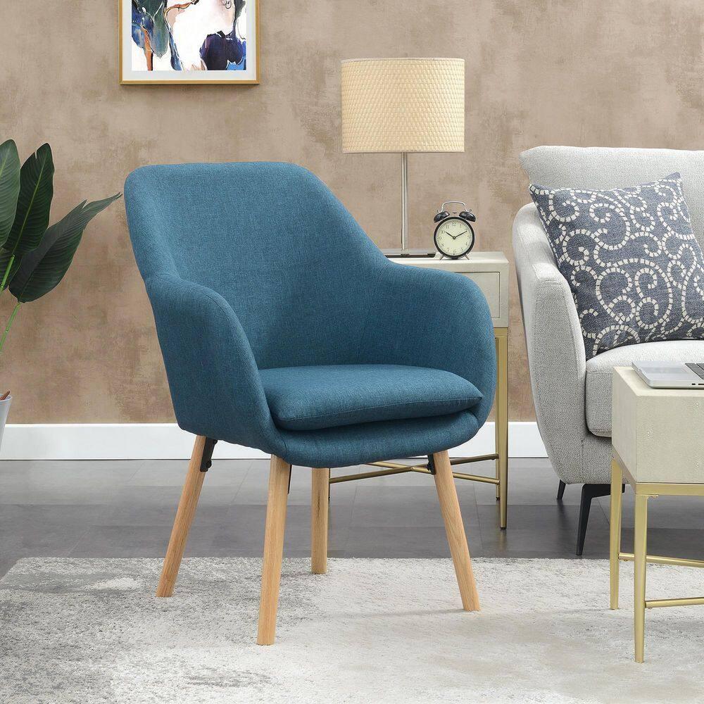 Convenience Concepts Take a Seat Charlotte Wingback Upholstered Accent Armchair, Denim Blue Fabric