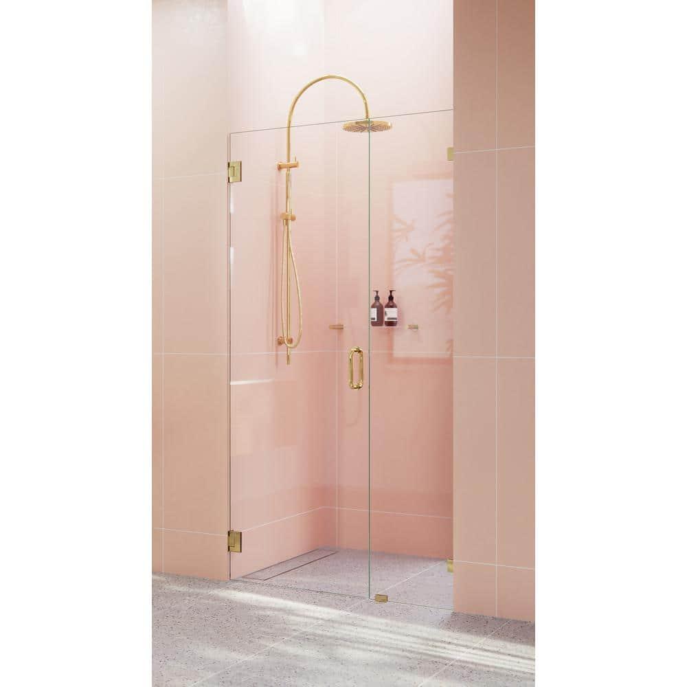 Illume 38.75 in. x 78 in. Fully Frameless Wall Hinge Shower Door