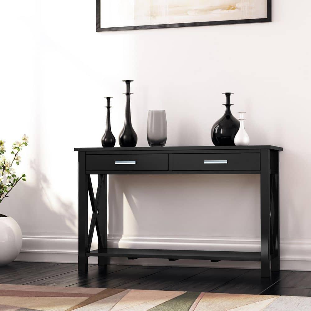 Simpli Home Kitchener 47"W Solid Wood Contemporary Storage Console Table with 2 Drawers and Bottom Storage Shelf