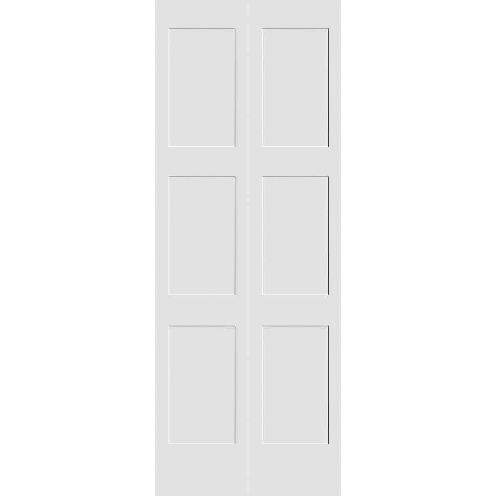 Trimlite Primed 3 Equal Panel Shaker Bi-Fold Door
