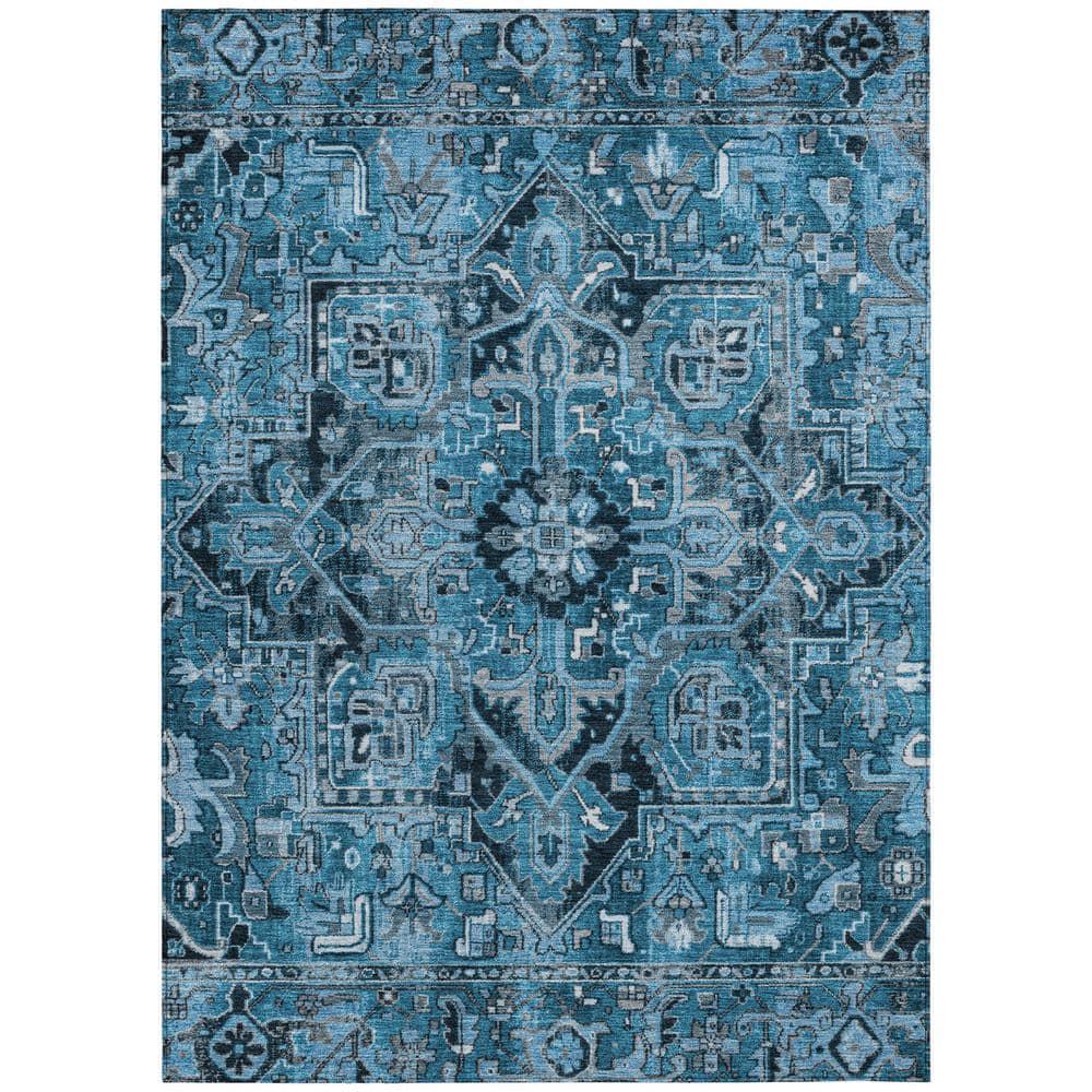 Addison Rugs Chantille ACN570 Blue 8' x 10 Indoor Outdoor Area Rug, Stain Resistant, Machine Washable, Non Shedding, Bedroom, Living Room, Dining Room, Kitchen Rug