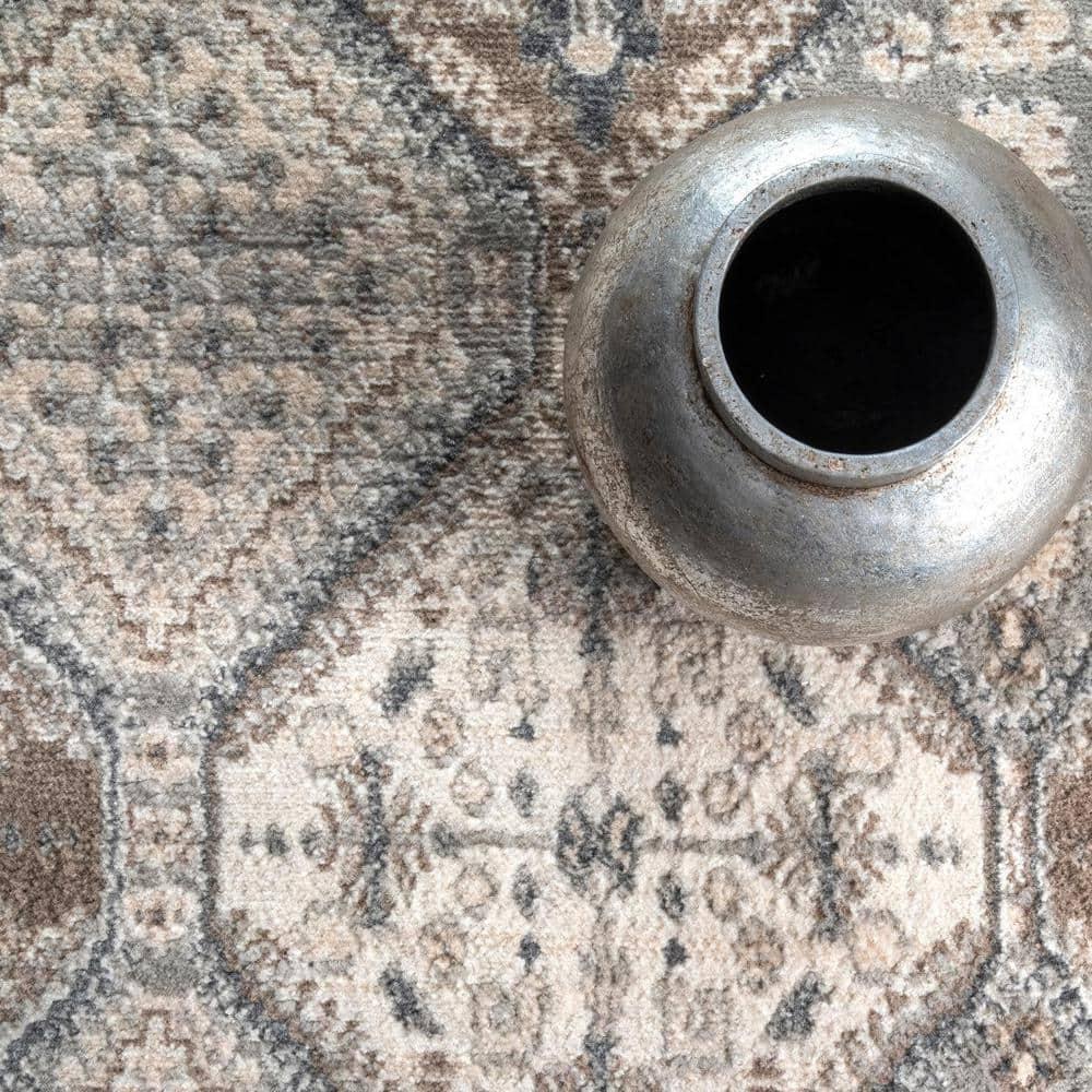 Nuloom 10x14 Becca Tiled Indoor Area Rug, Taupe, Faded Transitional Design, Stain Resistant, Bedroom, Living Room, Kitchen