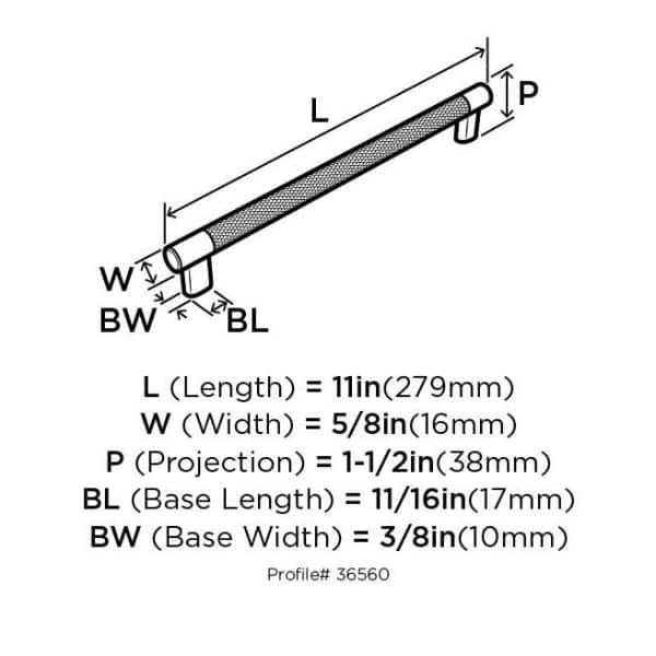 Amerock Esquire 10-1/16 inch (256mm) Center-to-Center Satin Nickel/Oil-Rubbed Bronze Cabinet Pull