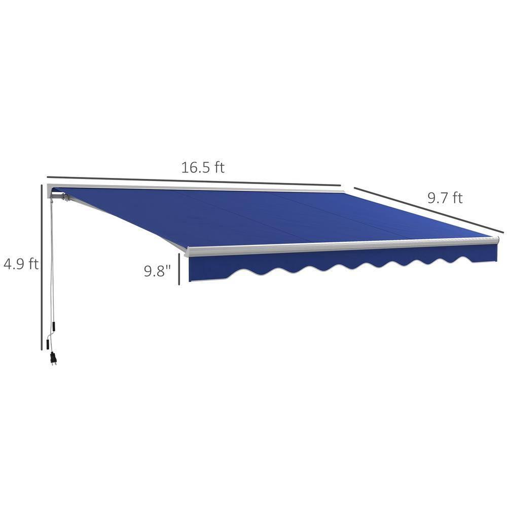 Outsunny Polyester Cover Retractable Patio Awning