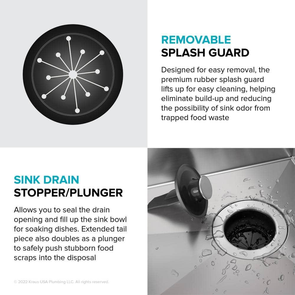 Kraus 1/3 HP WasteGuard High-Speed Ultra-Quiet Motor Garbage Disposal with Quick Connect Mount