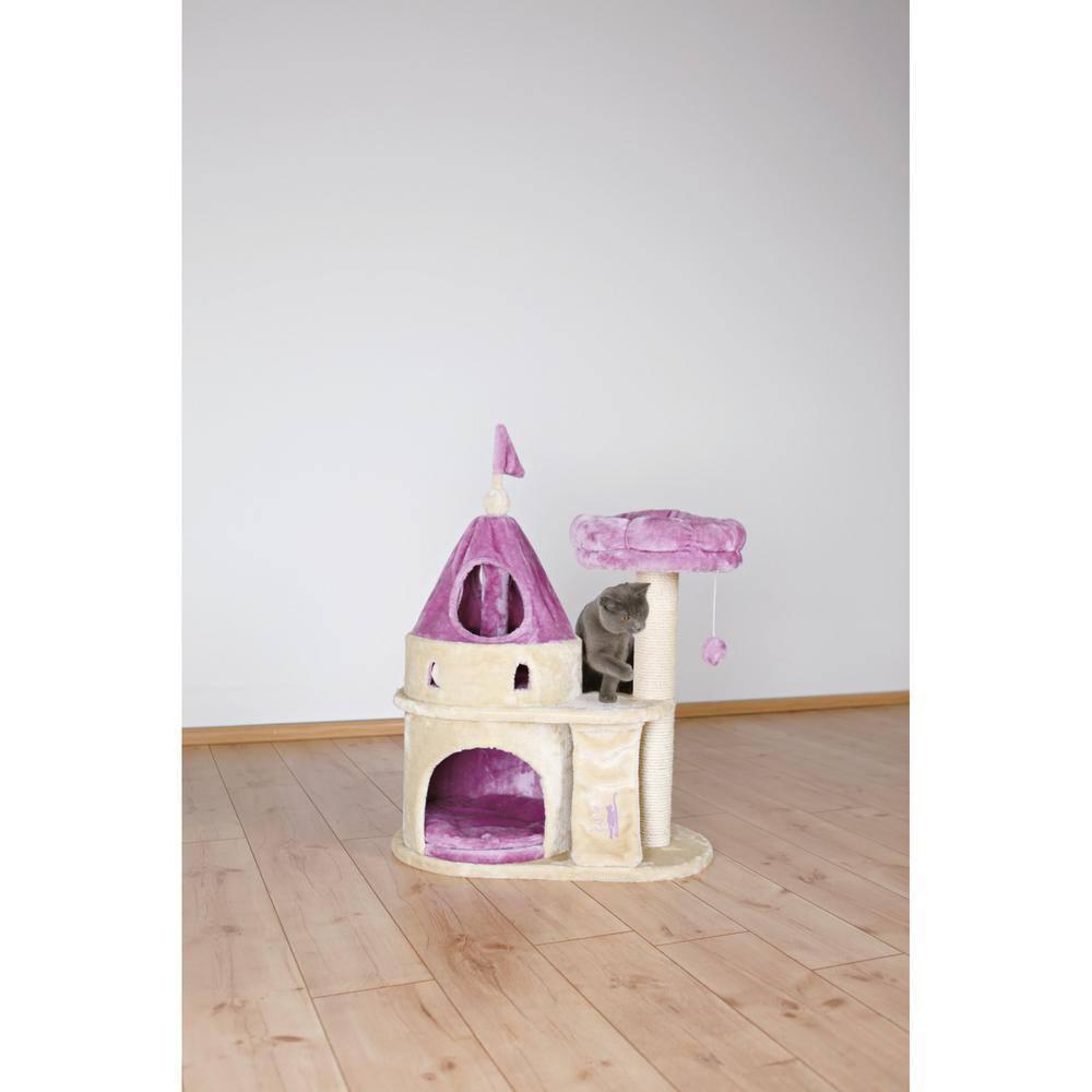 TRIXIE My Kitty Darling Castle Condo, Plush Cat Tree, Sisal Scratching Post, Removable Bed, Crinkling Blanket, Cat Toy