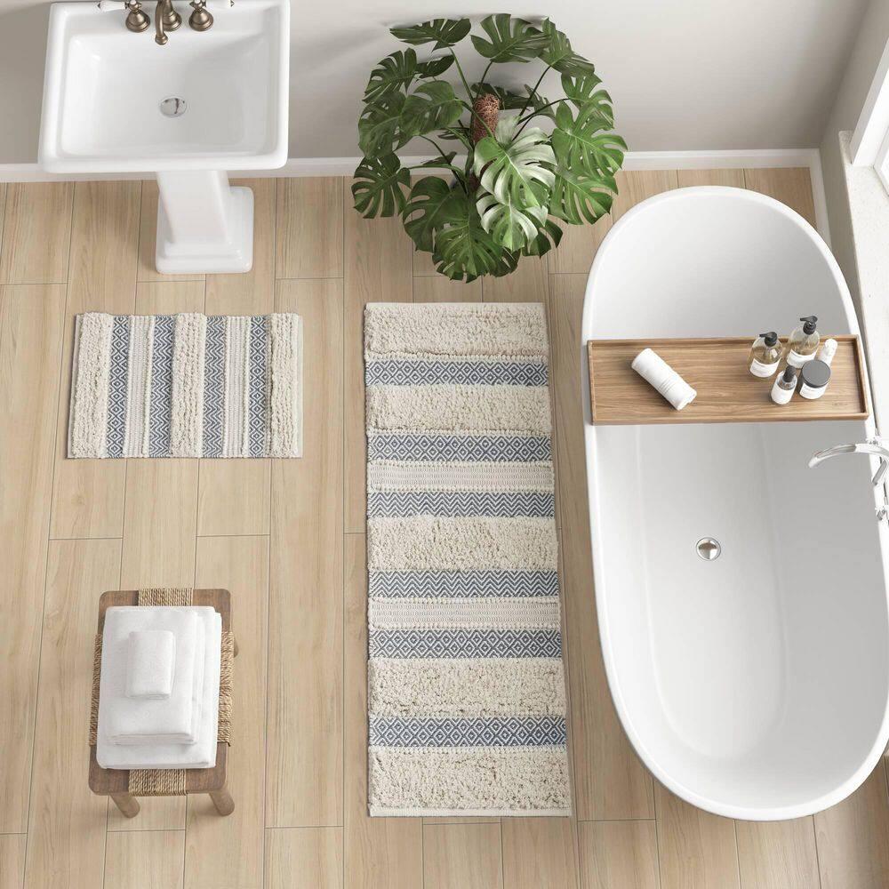 INK+IVY Asher Cotton Blend Bath Rug with Non-Slip Backing
