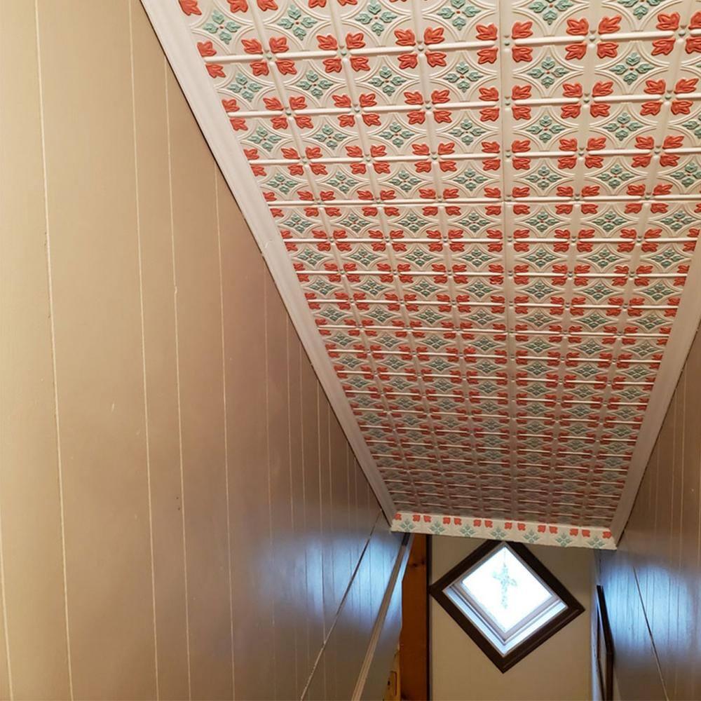 Emma's Flowers 1.64 ft. x 1.64 ft. Glue-Up Polystyrene Ceiling Tile (Set of 8)