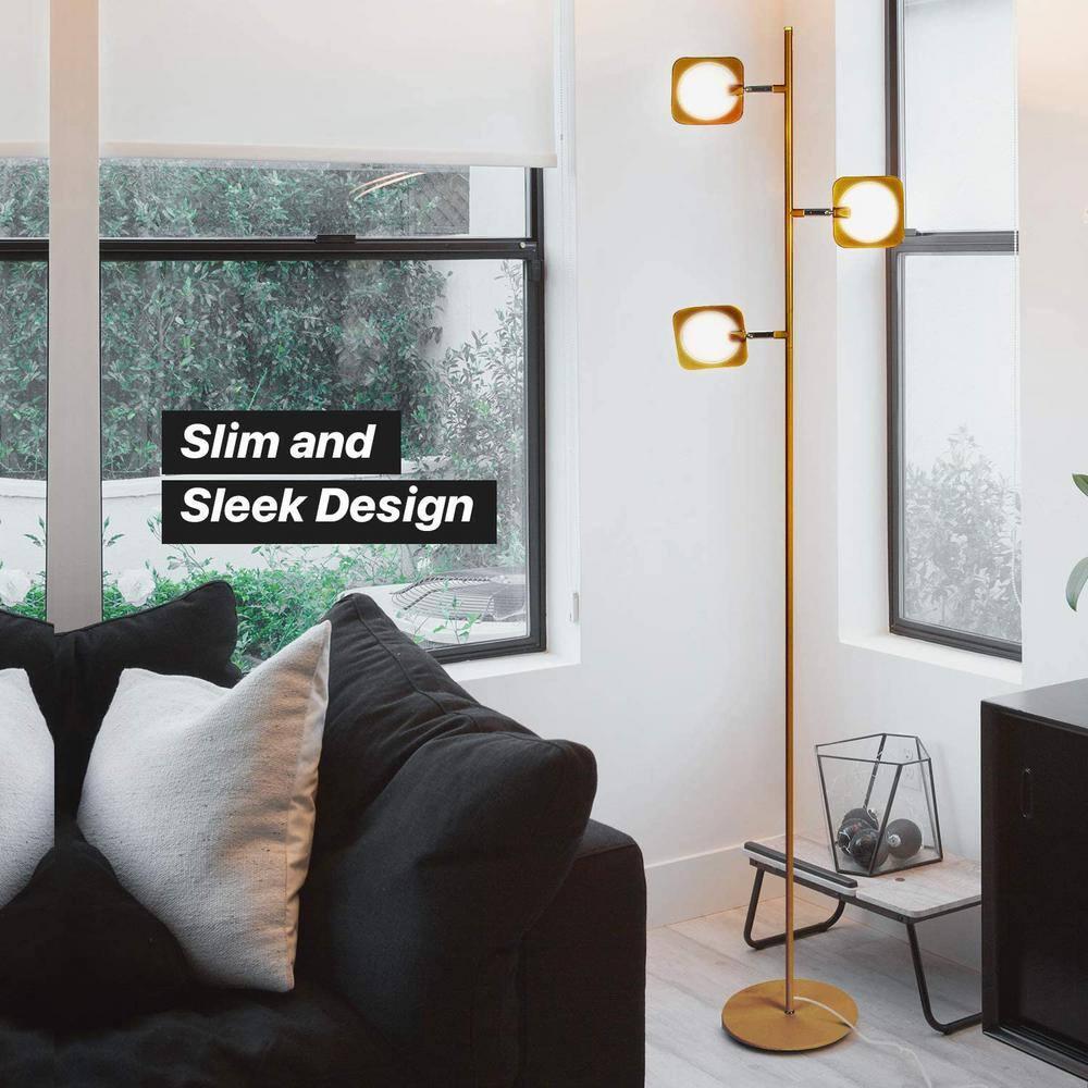 Brightech Tree Industrial LED 3-Way Dimming Floor Lamp with 3 Adjustable Spot Lights