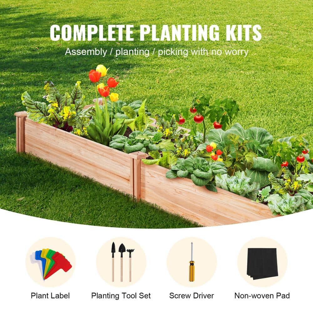 VEVOR Outdoor Wooden Raised Garden Bed Planter, 96 x 24 x 10in, High End Natural Fir Wood No-Bolt Assembly, Elevated Planting Box for Vegetable/Herb in Backyard/Patio