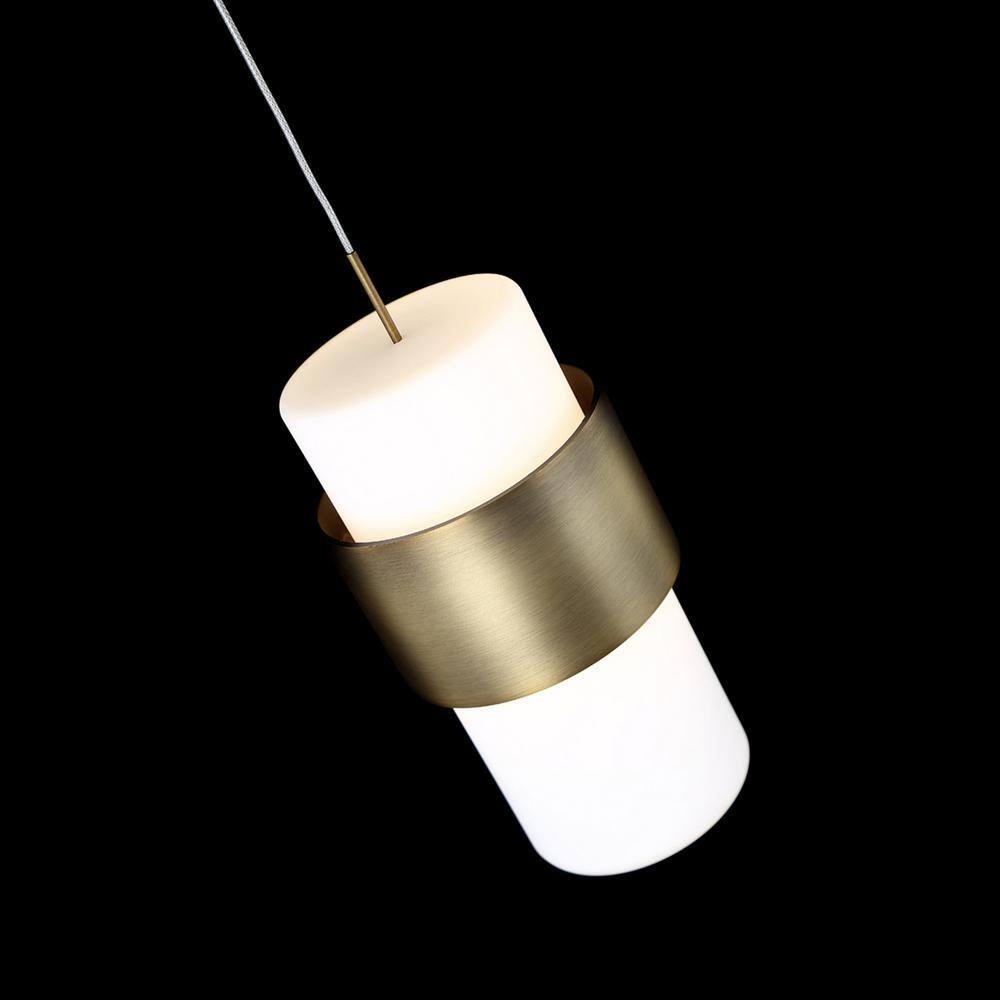 WAC Lighting Banded 9" LED 3000K Mid-Century Aluminum Pendant in Aged Brass