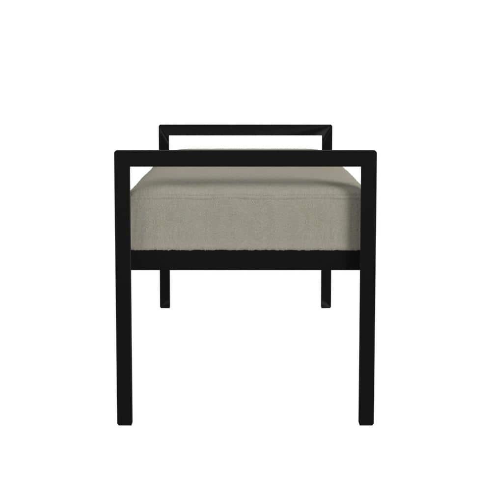 HomePop Moderno Metal y Terciopelo Bench, 49.5"Ancho x 17.25"Profundidad x 19"Alto, Gris/negro