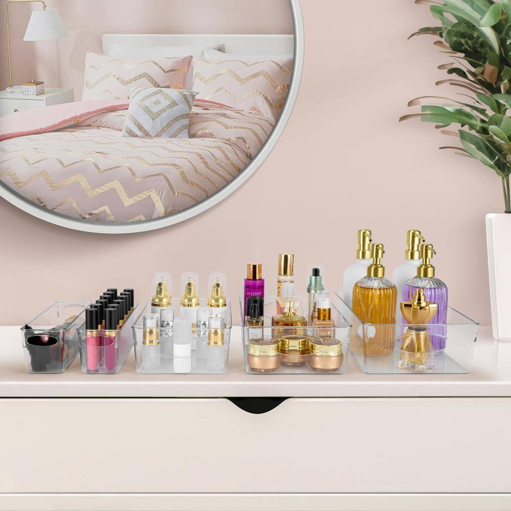 Sorbus Sorbus 10 Pack Narrow Clear Plastic Storage Bins with Handles for Shelves