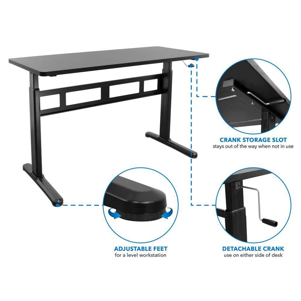 Mount-it Mount-It! Height Adjustable Hand Crank Sit-Stand Desk, Frame and Tabletop Included, 88 Lbs. Capacity