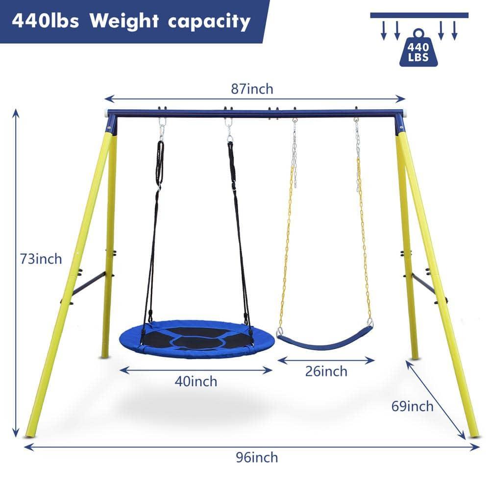 Multi-Person Indoor Outdoor Metal Swing Set with Safety Belt for Backyard in Multi-Color