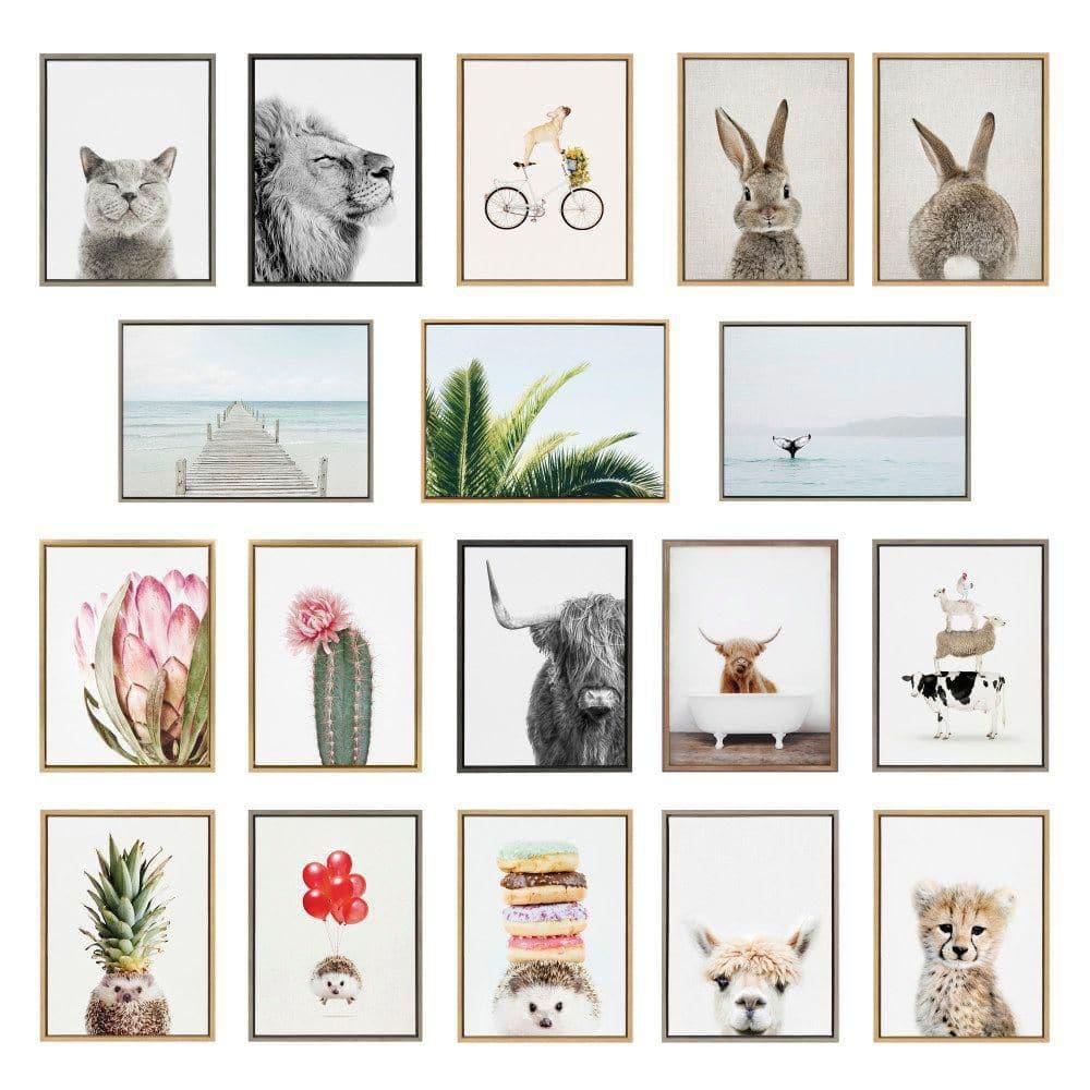 Kate and Laurel Sylvie Cow and Chicken in Rustic Bath Framed Canvas Wall Art by Amy Peterson Art Studio, 18x24 White, Modern Fun Decorative Bathtub Wall Art for Home Décor