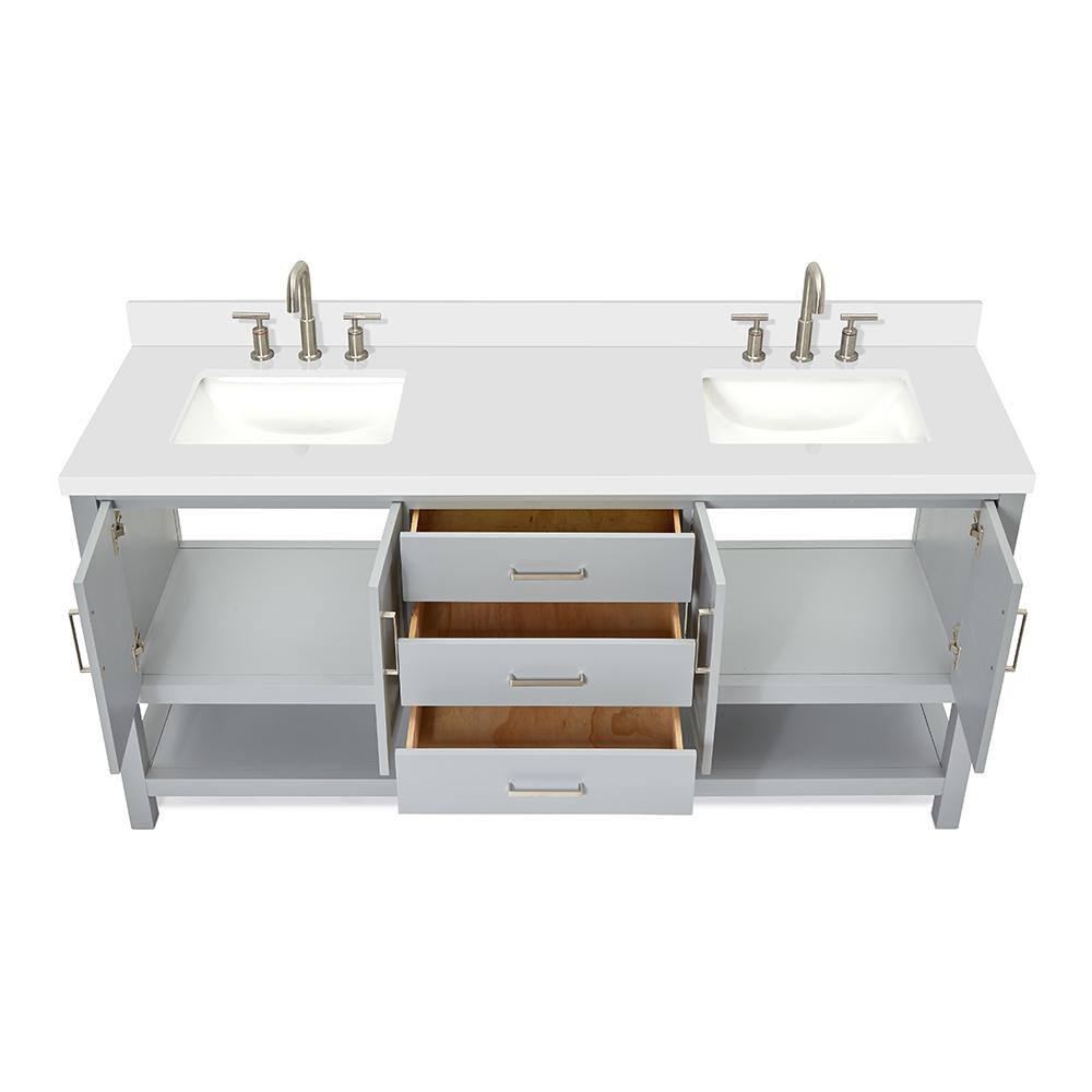 Ariel S073dwqrvo Magnolia 72" Free Standing Double Basin Vanity Set - Grey / Pure White