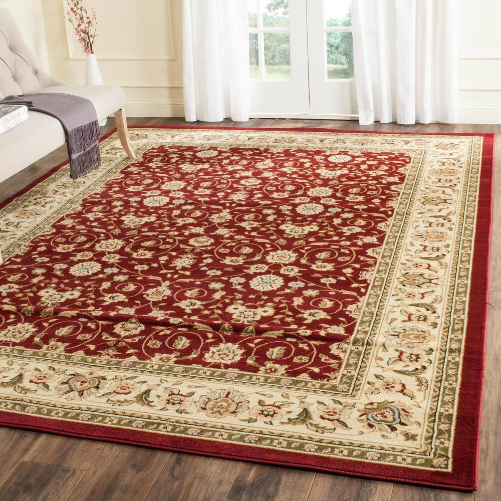 Safavieh Lyndhurst Adelyne 9 x 12 (ft) Loomed Polypropylene Red/Ivory Rectangular Indoor Floral/Botanical Oriental Area rug